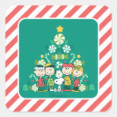 Pinda's | Pepermunt Kerstboom Vierkante Sticker (Voorkant)