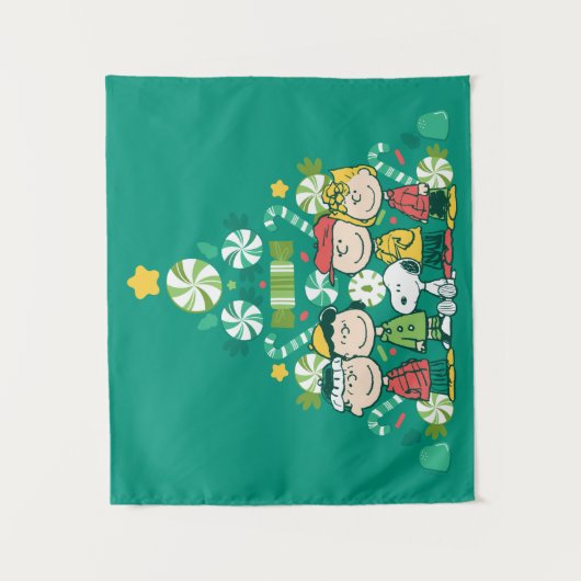 pinda's | Pepermunt kerstboom Wandkleed (Voorkant)