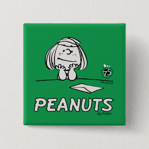 pinda's   Peppermint Patty Gedachten Vierkante Button 5,1 Cm