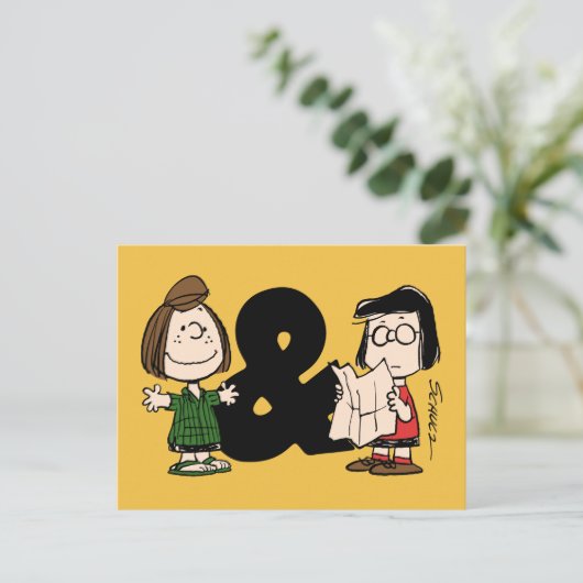 pinda's | Peppermint Patty & Marcie Briefkaart (Staand voorkant)