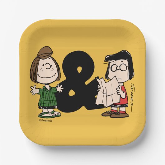 pinda's | Peppermint Patty & Marcie Papieren Bordje (Voorkant)