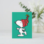 pinda's | Pet van Snoopy Winter Beanie Briefkaart (Staand voorkant)