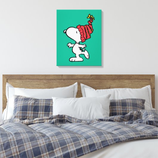 pinda's | Pet van Snoopy Winter Beanie Canvas Afdruk (Insitu (Slaapkamer))