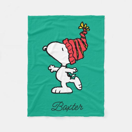 pinda's | Pet van Snoopy Winter Beanie Fleece Deken (Voorkant)