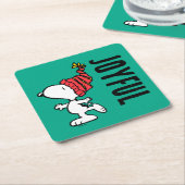 pinda's | Pet van Snoopy Winter Beanie Kartonnen Onderzetters (Schuin)