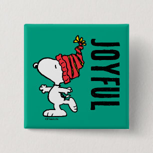 pinda's Pet van Snoopy Winter Beanie Vierkante Button 5,1 Cm