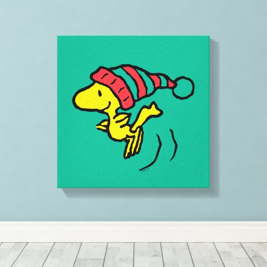 pinda's | Pet Woodstock Winter Beanie Canvas Afdruk (Insitu (Houten vloer))