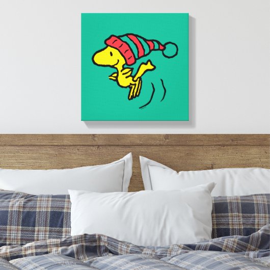 pinda's | Pet Woodstock Winter Beanie Canvas Afdruk (Insitu (Slaapkamer))