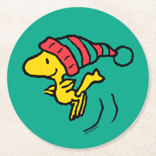 pinda's   Pet Woodstock Winter Beanie Ronde Kartonnen Onderzetter