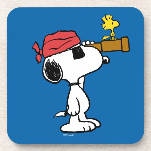 pinda's | Pirate Snoopy and Woodstock Bier Onderzetter (Voorkant)