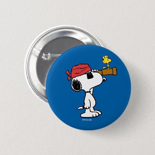 pinda's | Pirate Snoopy and Woodstock Ronde Button 5,7 Cm (Voorkant /achterkant)