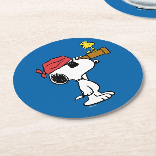 pinda's | Pirate Snoopy and Woodstock Ronde Kartonnen Onderzetter (Gebogen)