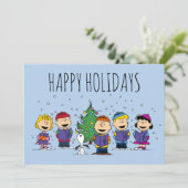 pinda's | Rond de kerstboom Feestdagenkaart (Staand voorkant)