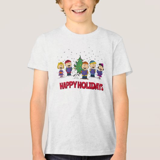 pinda's | Rond de kerstboom Tri-Blend Shirt (Voorkant)