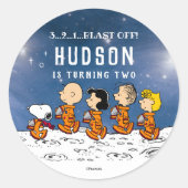 pinda's | Ruimtevaart Ronde Sticker (Voorkant)