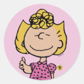 pinda's | Sally Super Smile Ronde Sticker (Voorkant)