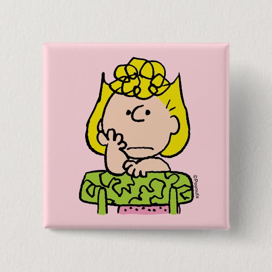 pinda's | Sally Thinking Vierkante Button 5,1 Cm (Voorkant)