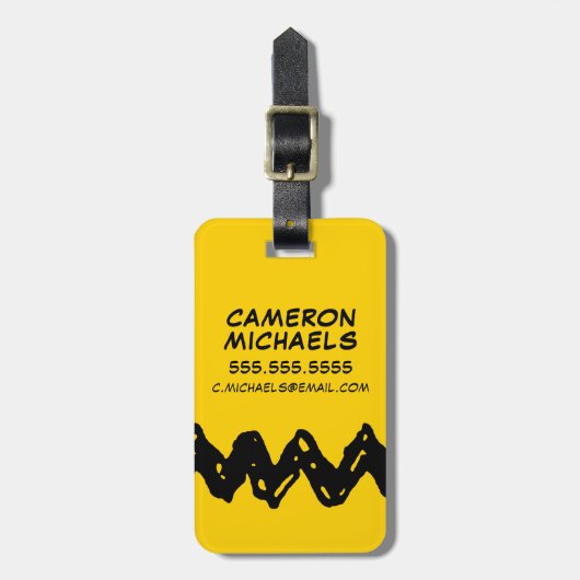 pinda's | Shirt Zig-Zag van Charlie Brown Bagagelabel (Voorkant verticaal)