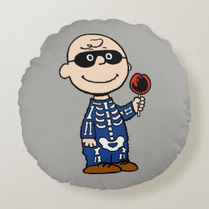 pinda's Skeleton Charlie Brown Rond Kussen