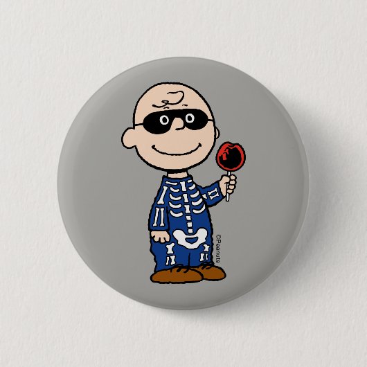 pinda's | Skeleton Charlie Brown Ronde Button 5,7 Cm (Voorkant)