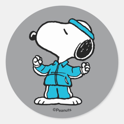 Pinda's Snoopy Actieve Workout Ronde Sticker (Voorkant)