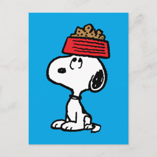 pinda's   Snoopy balanceert his Dog Dish Briefkaart