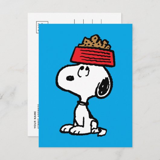 pinda's | Snoopy balanceert his Dog Dish Briefkaart (Voorkant / Achterkant)