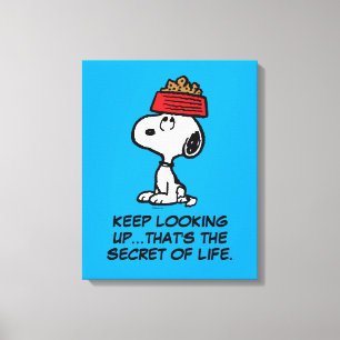 pinda's   Snoopy balanceert his Dog Dish Canvas Afdruk