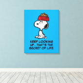 pinda's | Snoopy balanceert his Dog Dish Canvas Afdruk (Insitu (Houten vloer))