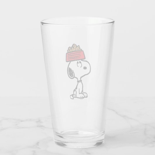 pinda's | Snoopy balanceert his Dog Dish Glas (Achterkant)
