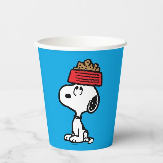 pinda's | Snoopy balanceert his Dog Dish Papieren Bekers (Voorkant)