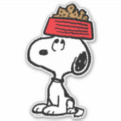 pinda's | Snoopy balanceert his Dog Dish Sticker (Voorkant)