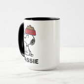 pinda's | Snoopy-balans | Jouw namen toevoegen Mok (Voorkant links)