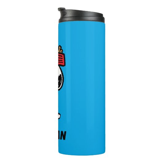 pinda's | Snoopy-balans | Jouw namen toevoegen Thermosbeker (Geroteerd rechts)