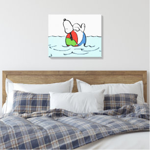 pinda's   Snoopy Beach Ball Beach Canvas Afdruk