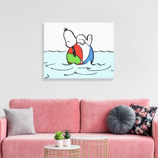 pinda's | Snoopy Beach Ball Beach Canvas Afdruk (Insitu (Woonkamer))
