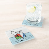 pinda's | Snoopy Beach Ball Beach Glazen Onderzetter (Schuin)