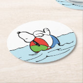 pinda's | Snoopy Beach Ball Beach Ronde Kartonnen Onderzetter (Gebogen)