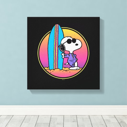 pinda's | Snoopy Beach Beagle Canvas Afdruk (Insitu (Houten vloer))