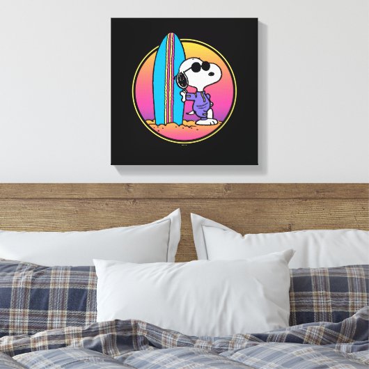 pinda's | Snoopy Beach Beagle Canvas Afdruk (Insitu (Slaapkamer))