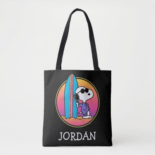 pinda's | Snoopy Beach Beagle | Jouw namen toevoeg Tote Bag (Voorkant)