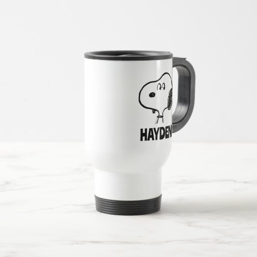 pinda's | Snoopy-beelden | Jouw namen toevoegen Reisbeker (Voorkant rechts)