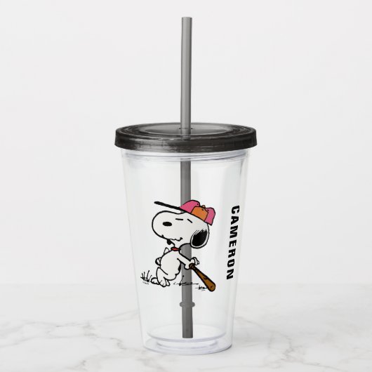 pinda's | Snoopy bij Bat Acryl Drinkbeker (Voorkant)