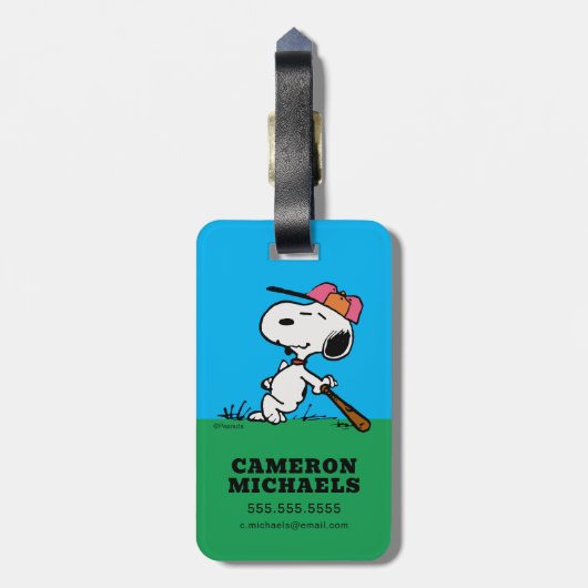pinda's | Snoopy bij Bat Bagagelabel (Achterkant verticaal)
