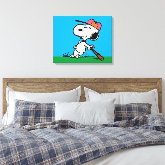 pinda's | Snoopy bij Bat Canvas Afdruk (Insitu (Slaapkamer))