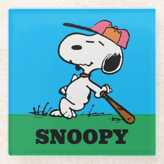 pinda's | Snoopy bij Bat Glazen Onderzetter (Voorkant)