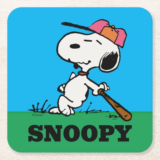 pinda's | Snoopy bij Bat Kartonnen Onderzetters (Voorkant)