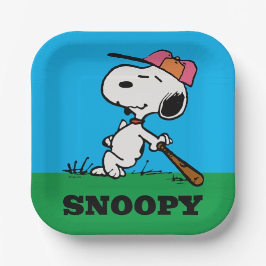 pinda's | Snoopy bij Bat Papieren Bordje (Voorkant)