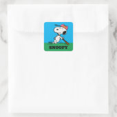 pinda's | Snoopy bij Bat Vierkante Sticker (Tas)