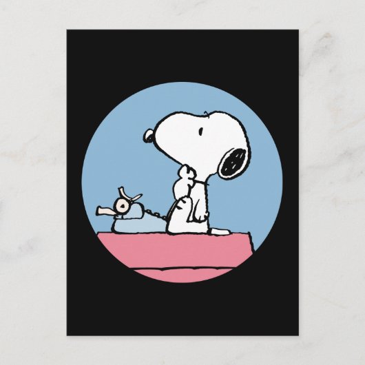 pinda's | Snoopy bij de schrijfmachine Briefkaart (Voorkant)
